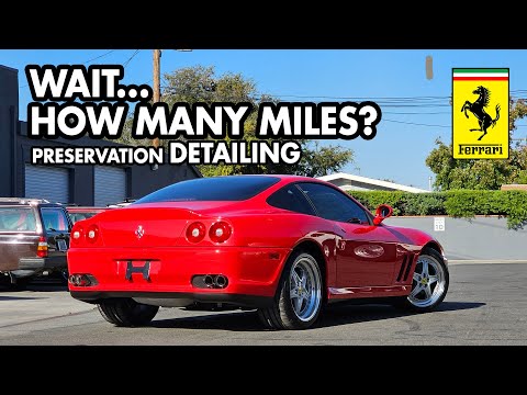 Detailing the LOWEST MILEAGE Ferrari 550 Maranello we have done! Wash, Polish, & Leather Repair